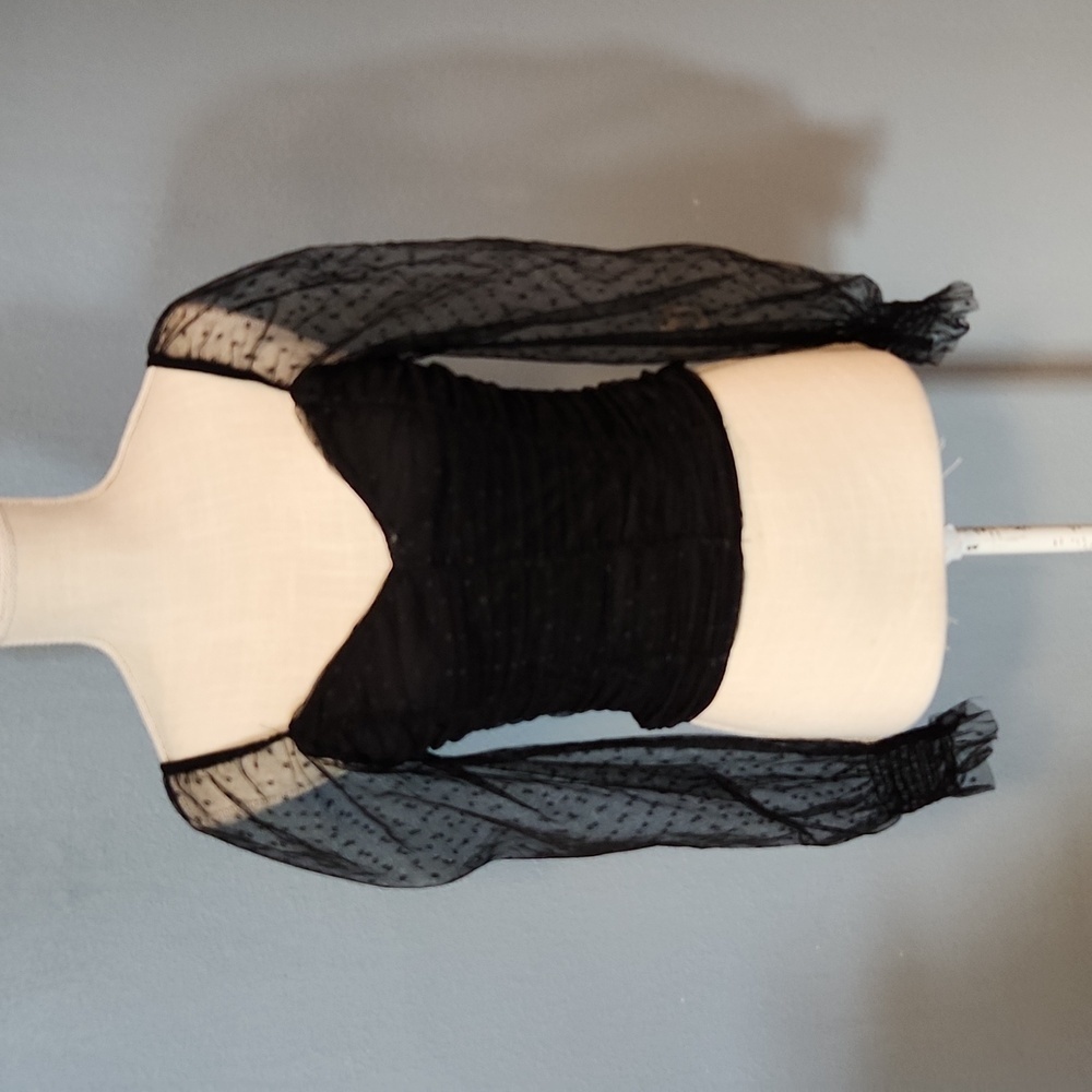 Nasty Gal Black Sheer Sleeve Blouse